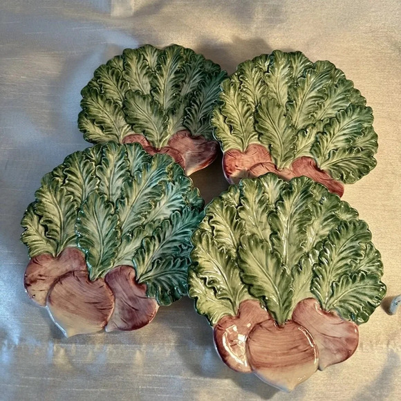 Fits And Floyd Set Of 4 Vintage Radish Salad Plates - Picture 1 of 7